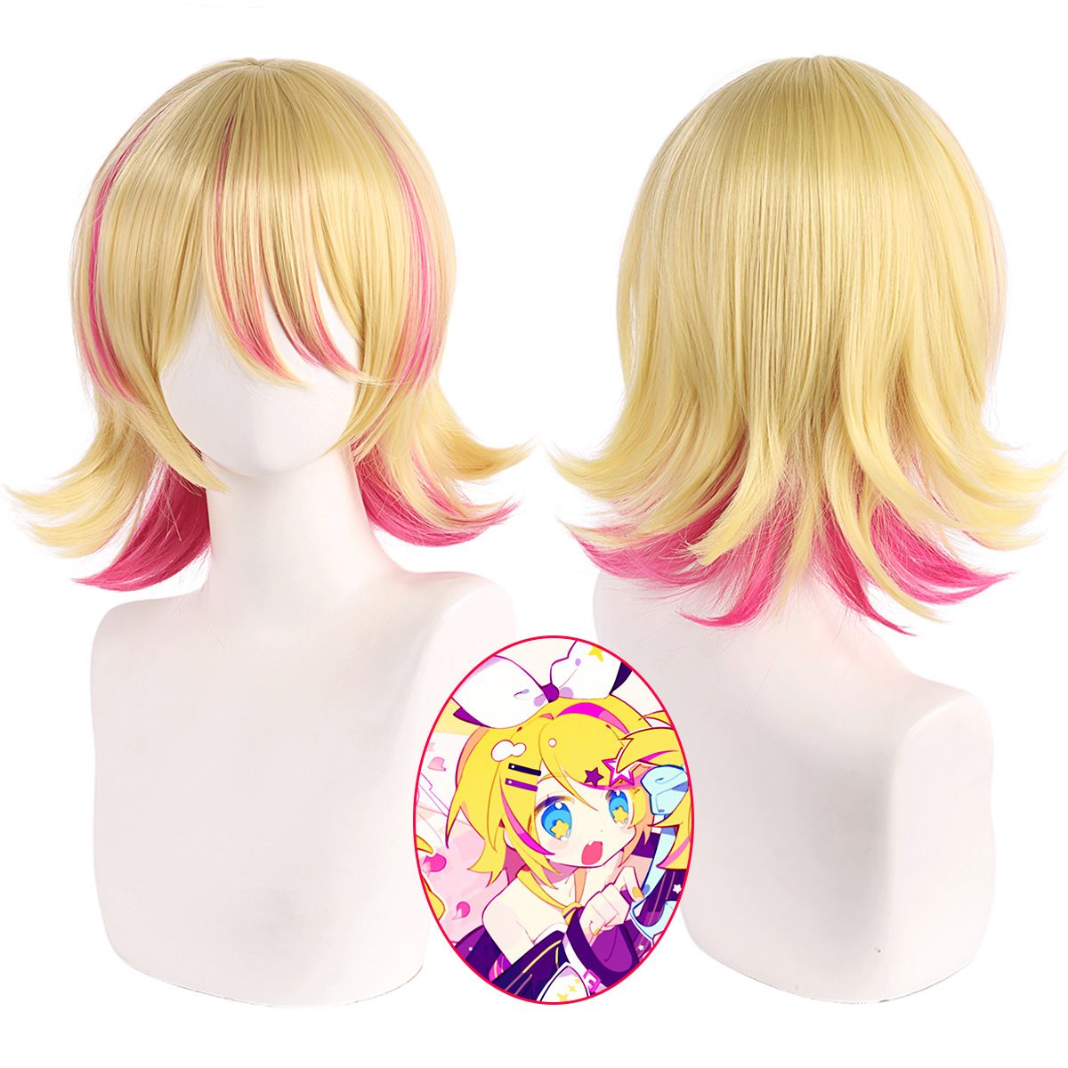 Anime Cosplay Duo - Synthetic Cosplay Wig Short Blonde Hair