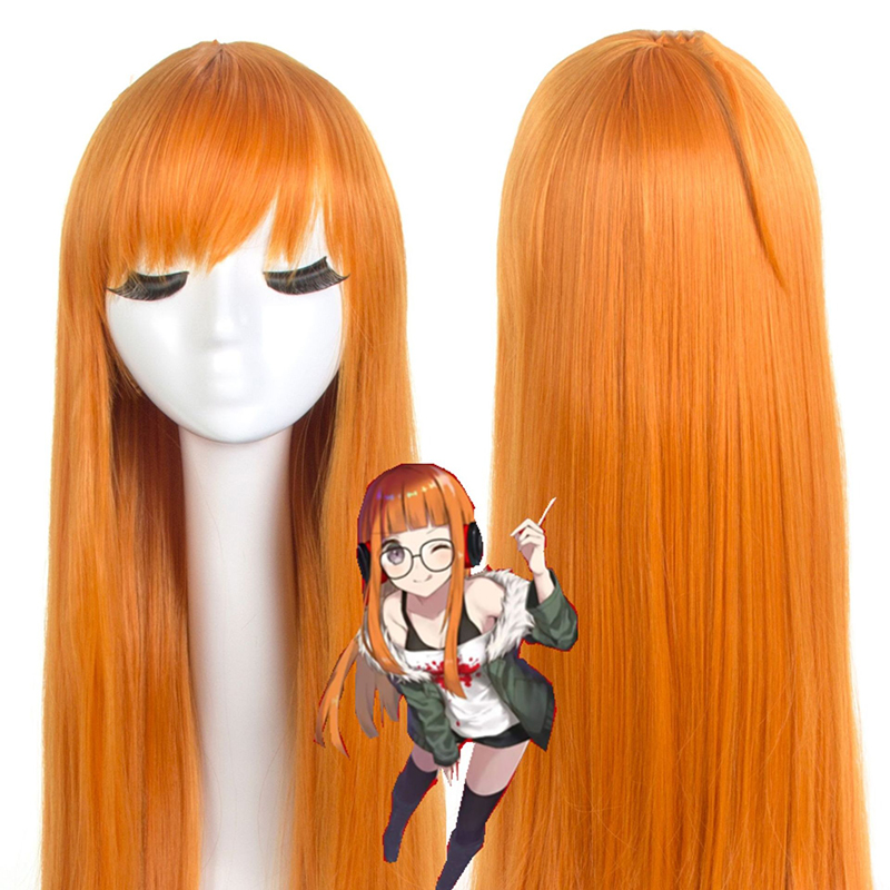 Anime Cosplay Easy - Orange Long Straight Human Hair Persona