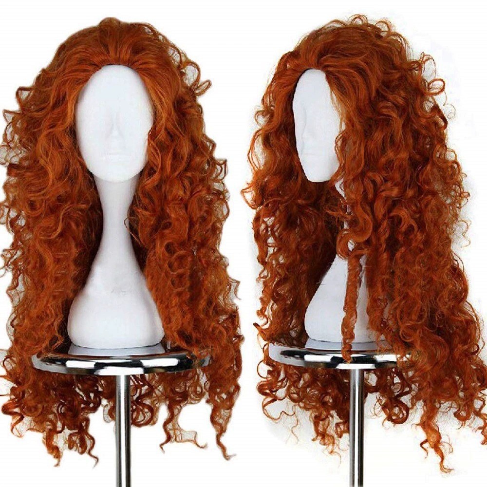 Anime Cosplay Orange Hair - Long Orange Curly Hair Cosplay Halloween