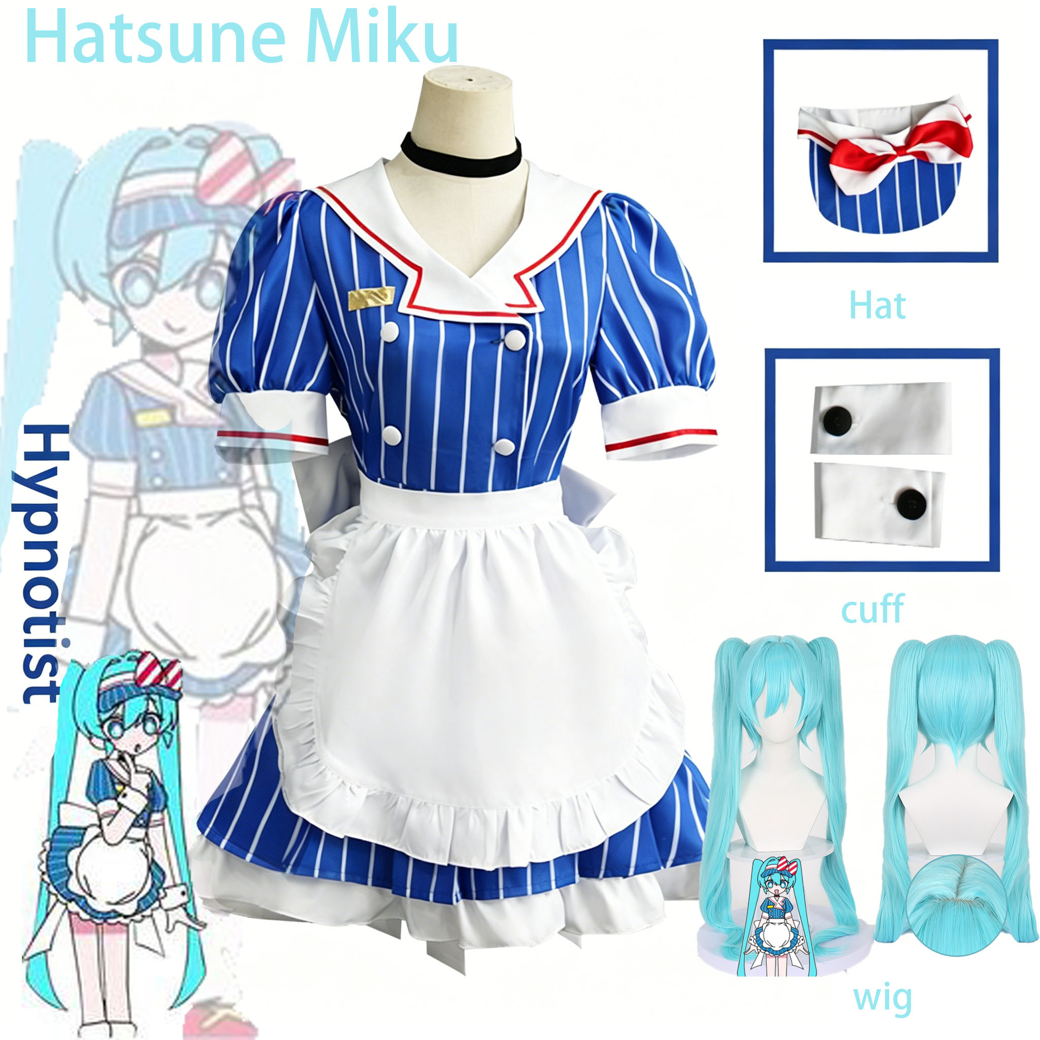 Anime Cosplay Duo - Anime Hypnotist Maid Uniform Cosplay Full