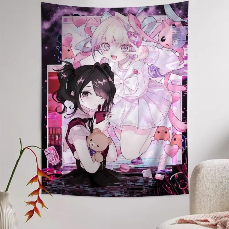 VIKAMA Pink Anime Girl Tapestr - Anime Cosplay Girl Photo 评论和价格