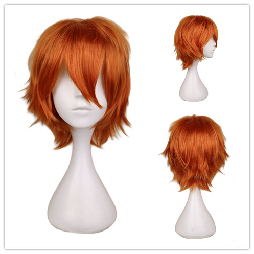 Short Orange Wig for Men Women - Anime Cosplay Orange Hair 评论和价格